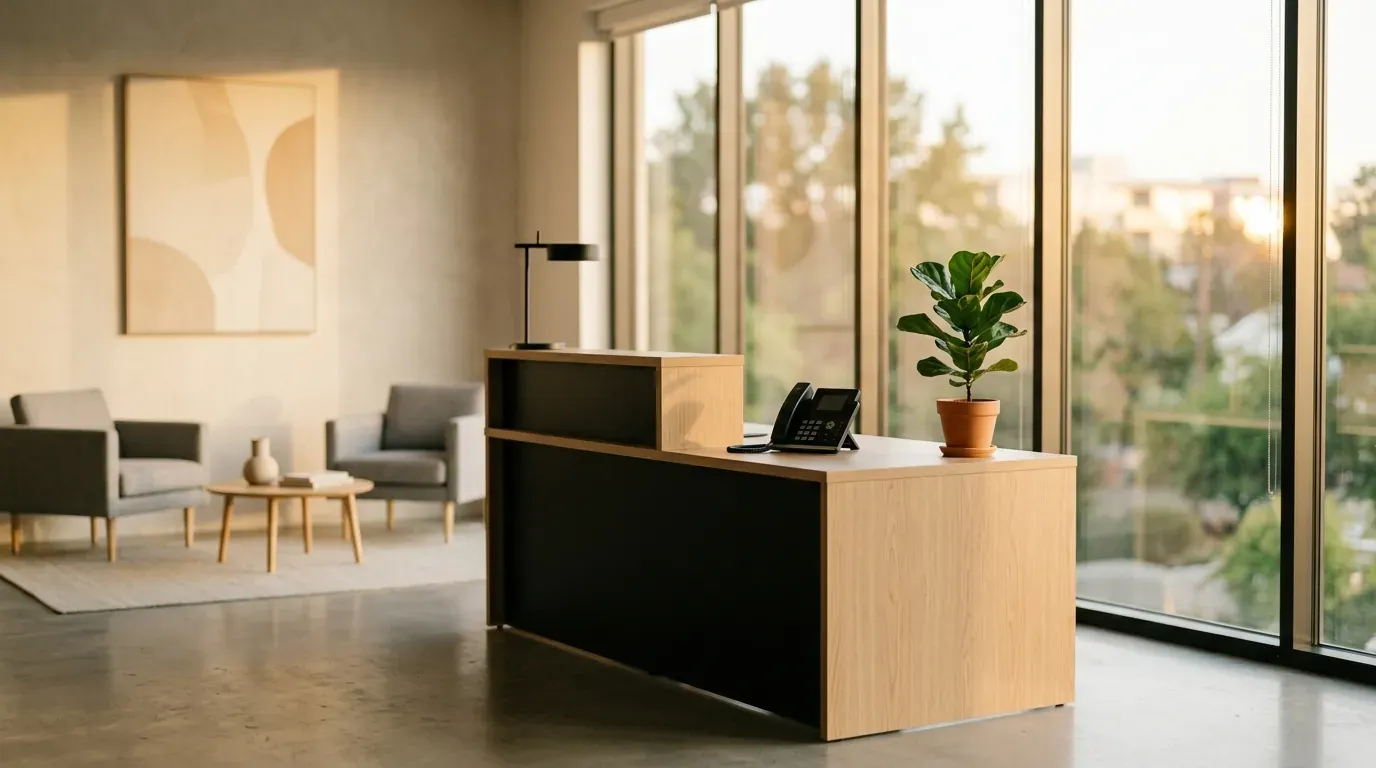 A traditional reception desk